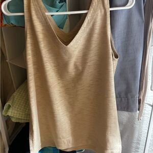 Chico's Cream and Tan V-Neck Tank Top Relaxed Fit